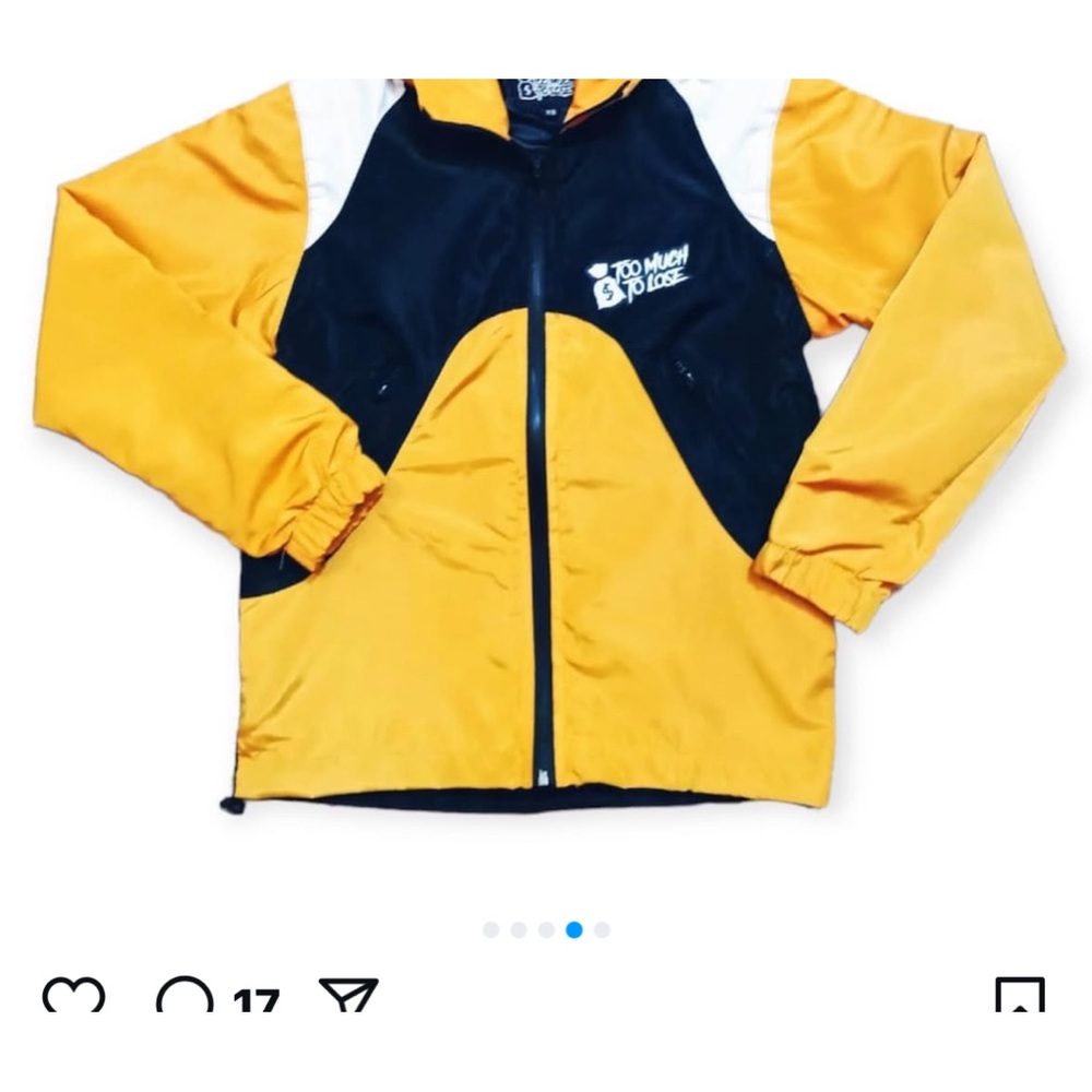 Vibrant Too much to Lose  Yellow and Black windbreaker with Full-Length Zipper